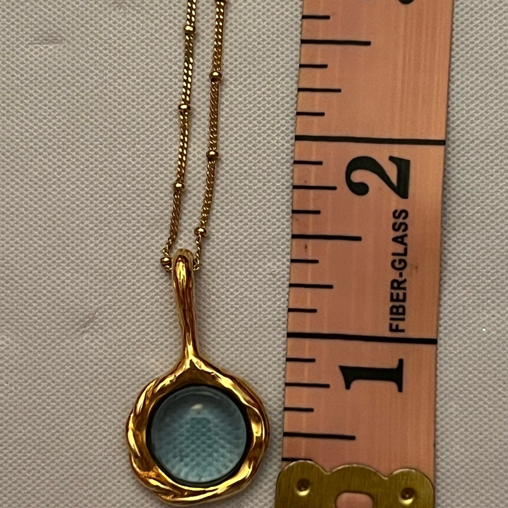 Pamela Love Gold Necklace with Light Blue Gem - Picture 3 of 6